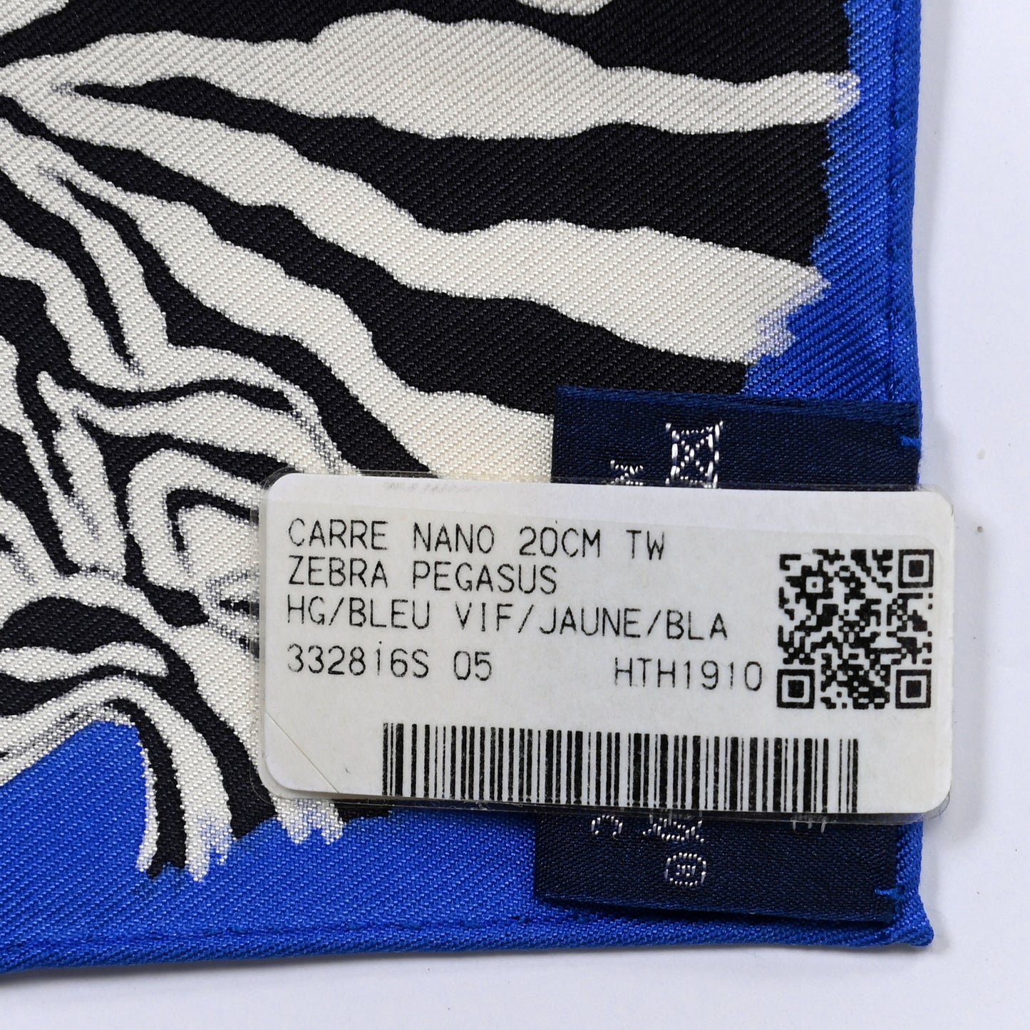 Silk Zebra Pegasus Nano Scarf 20 Bleu Vif Jaune White