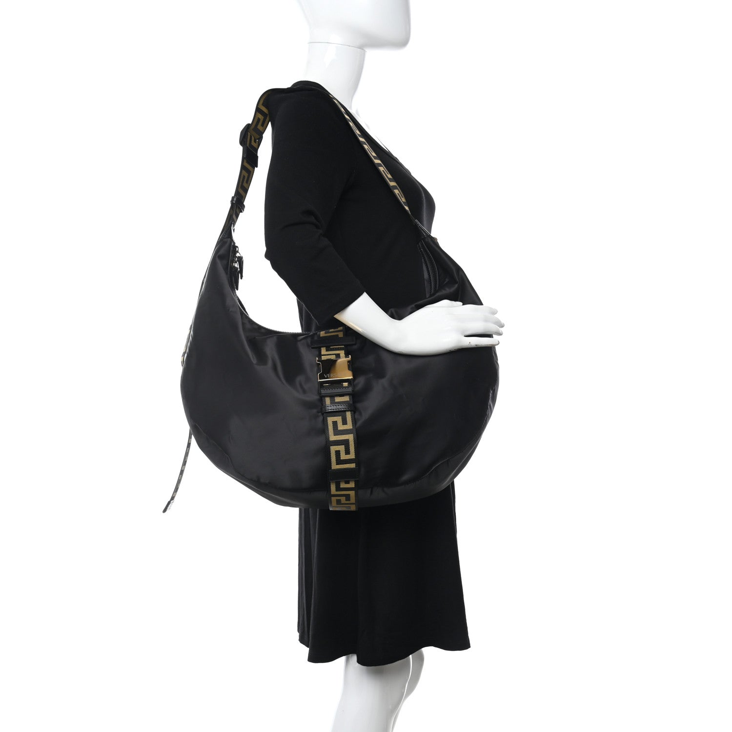 Versace Nylon Greca Buckle Hobo Black 2 of 10