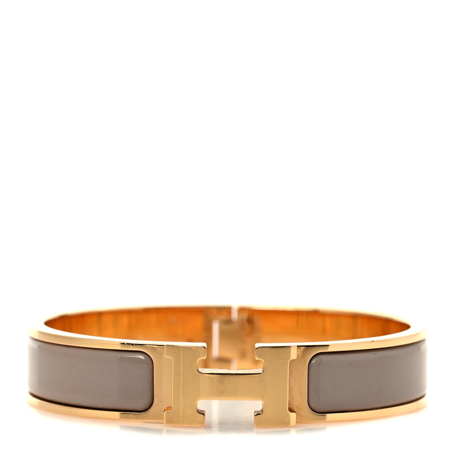 Enamel Narrow Clic Clac H Bracelet PM Marron Glace