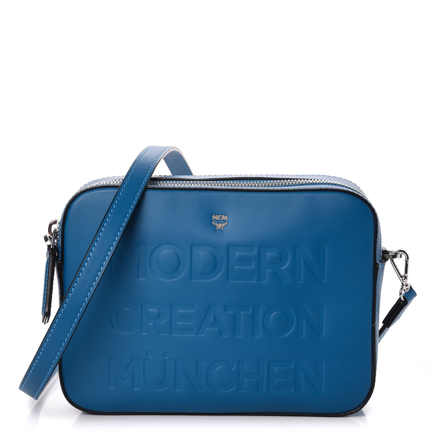MCM Calfskin Repro Crossbody Bag Blue 1 of 16