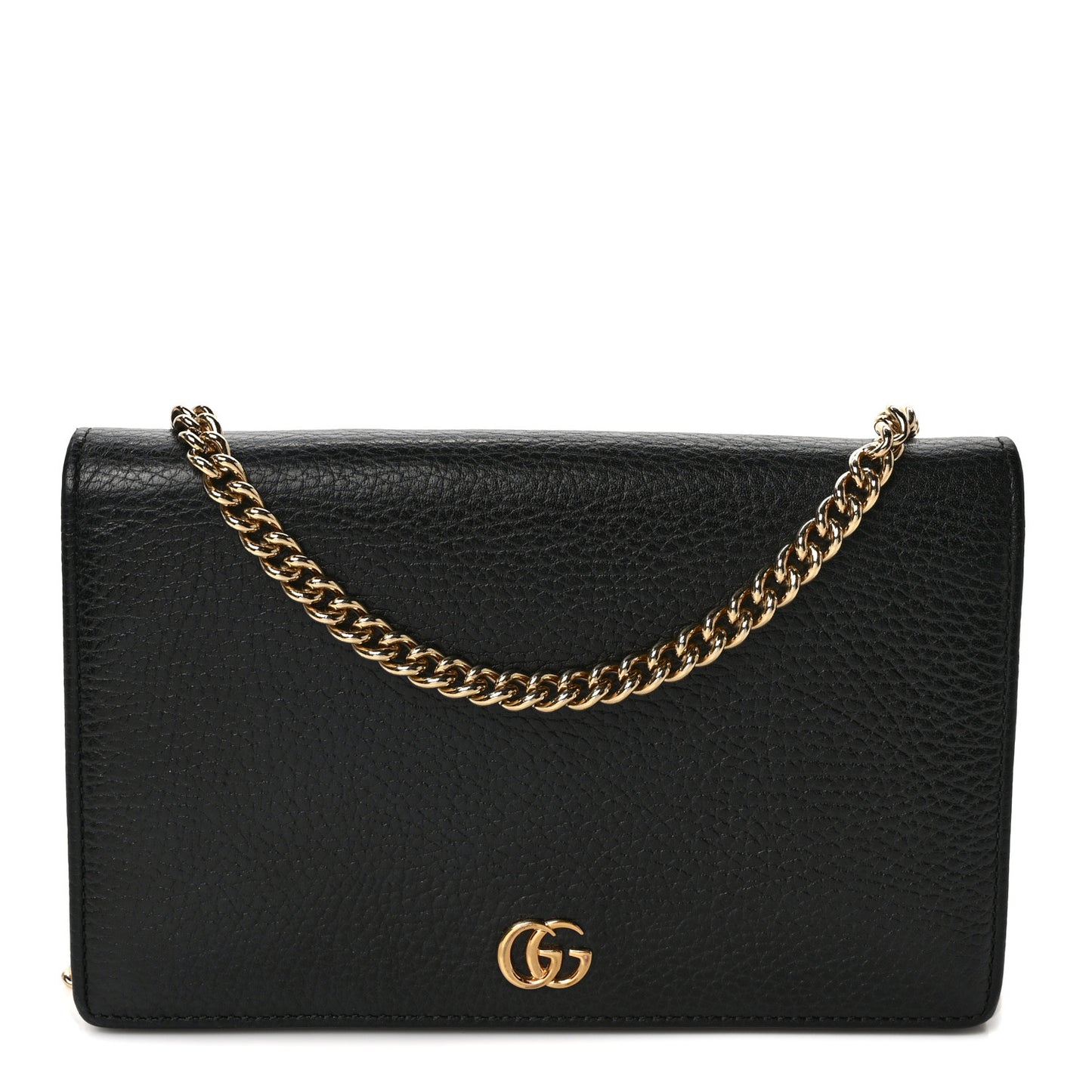 Calfskin Mini GG Marmont Chain Wallet Black