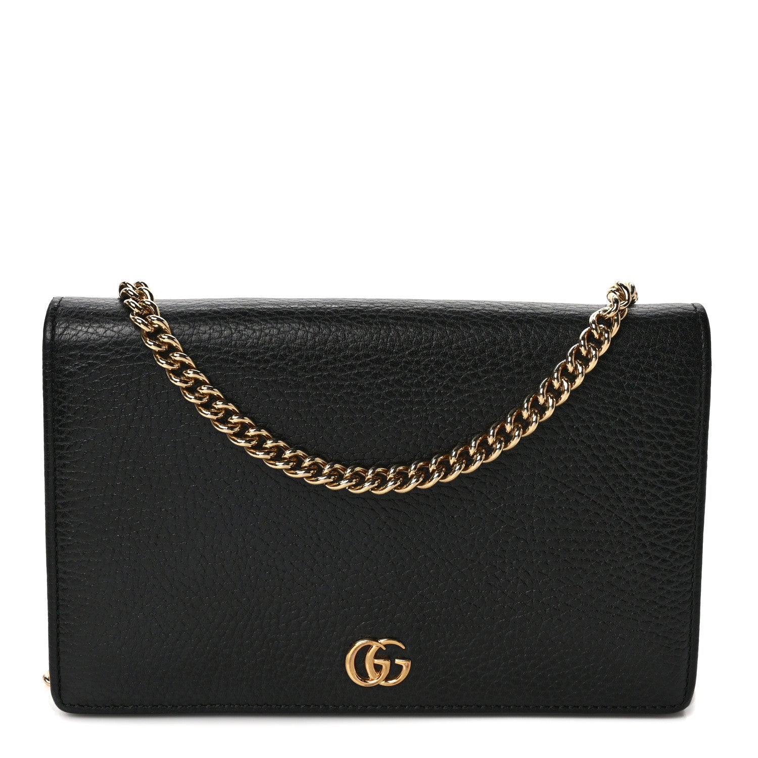 Gucci Calfskin Mini GG Marmont Chain Wallet Black 1 of 10