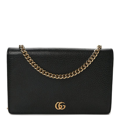 Gucci Calfskin Mini GG Marmont Chain Wallet Black 1 of 10