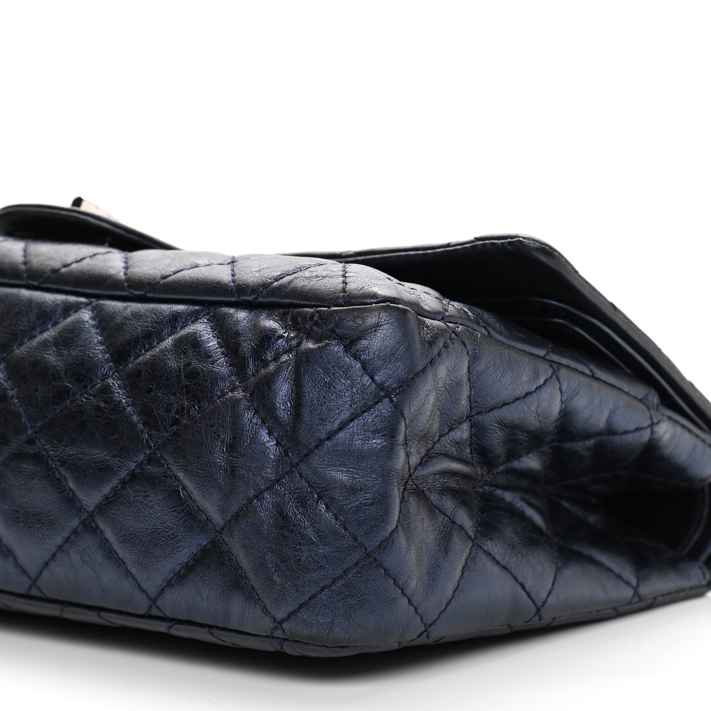 Metallic Aged Calfskin Quilted 2.55 Reissue 227 Flap Blue