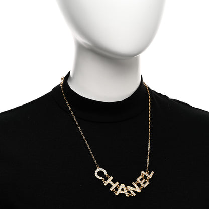 Chanel Metal Crystal 90's Icon Logo Necklace Gold 2 of 6
