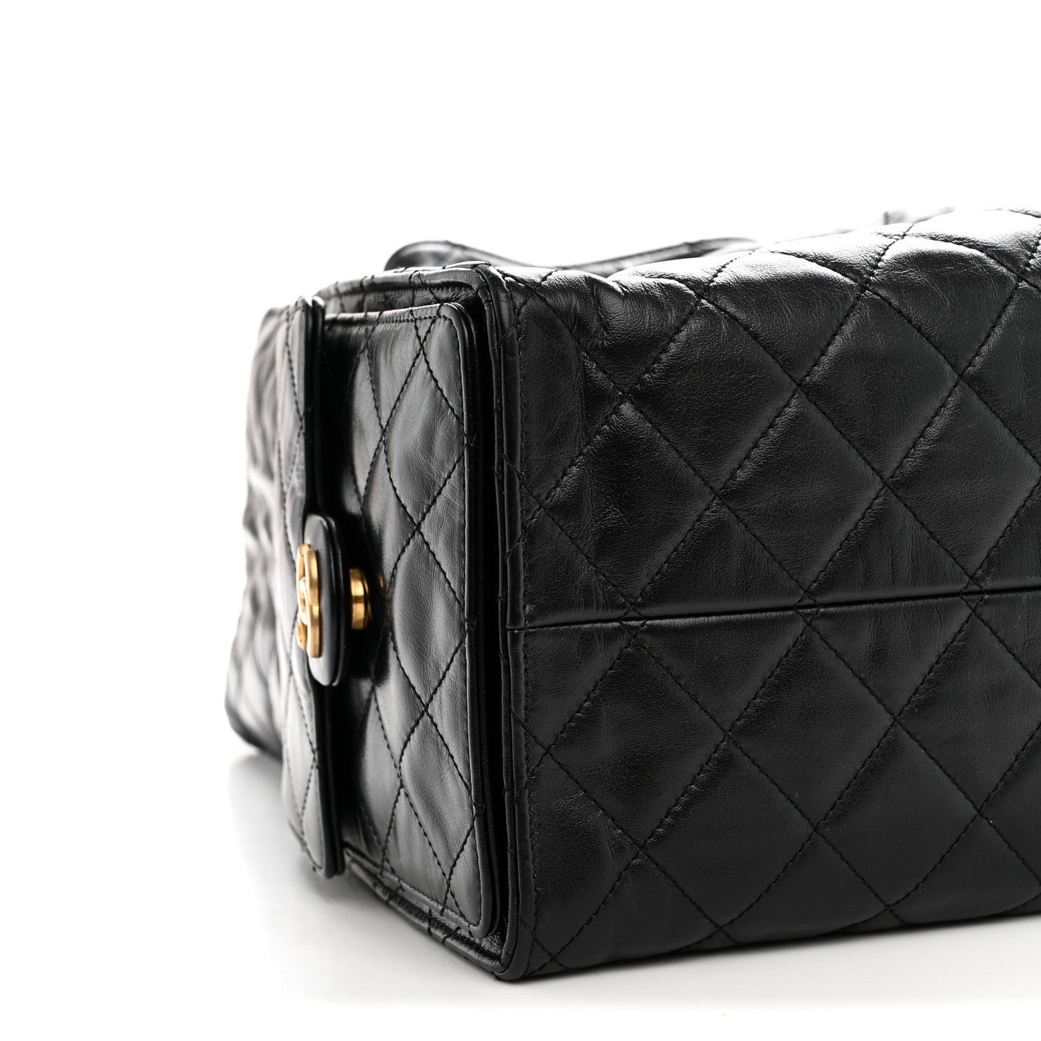 Chanel Shiny Crumpled Calfskin Quilted Medium Chanel 25 Handbag Black 9 of 10