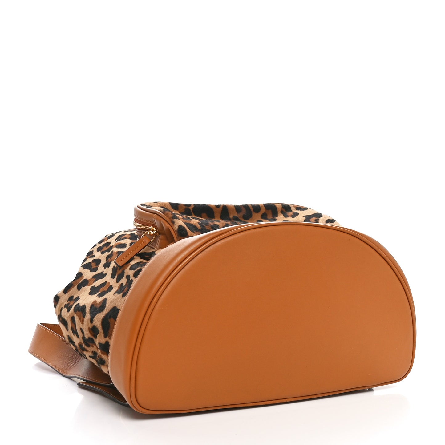 Calf Hair Calfskin Leopard Print Medium Backpack Brown Black