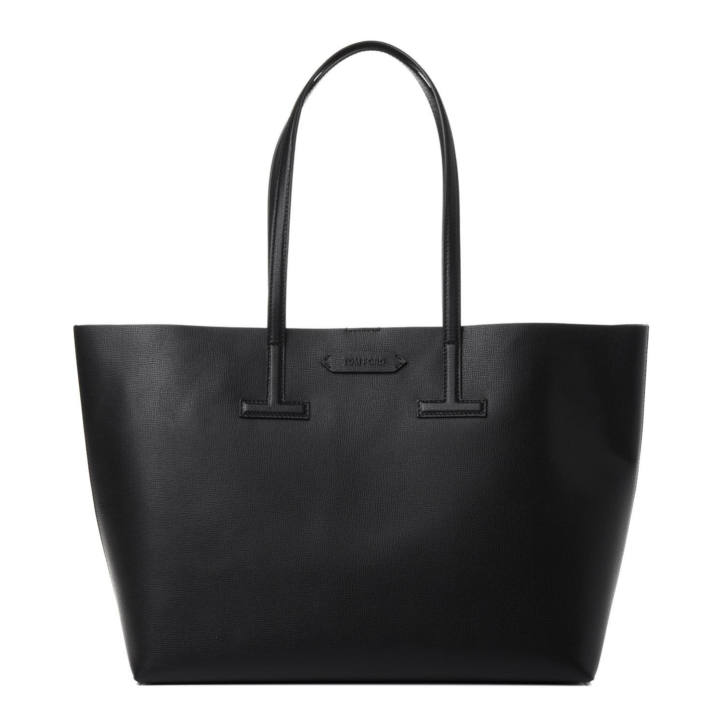 Grained Calfskin Small T Tote Black