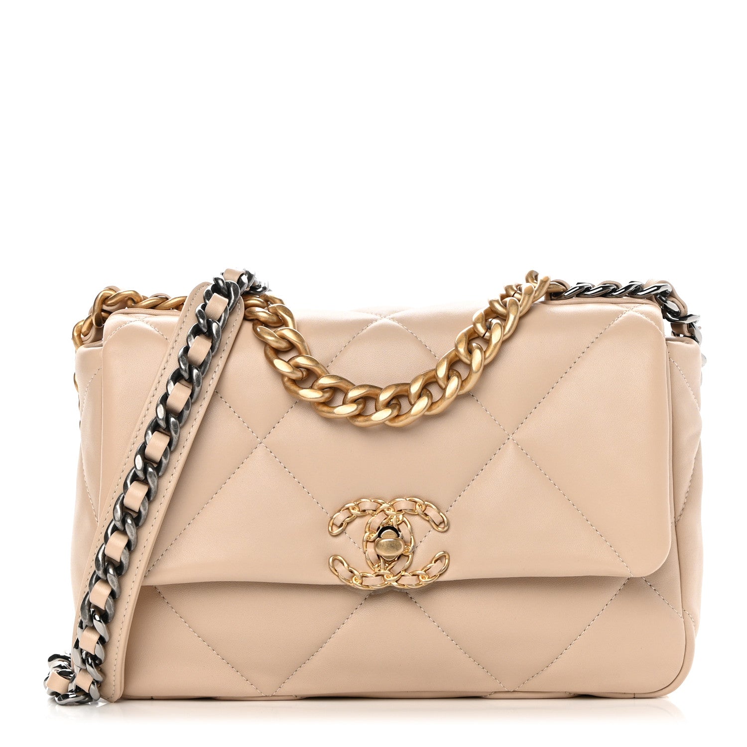 Chanel Lambskin Quilted Medium Chanel 19 Flap Beige 1 of 10