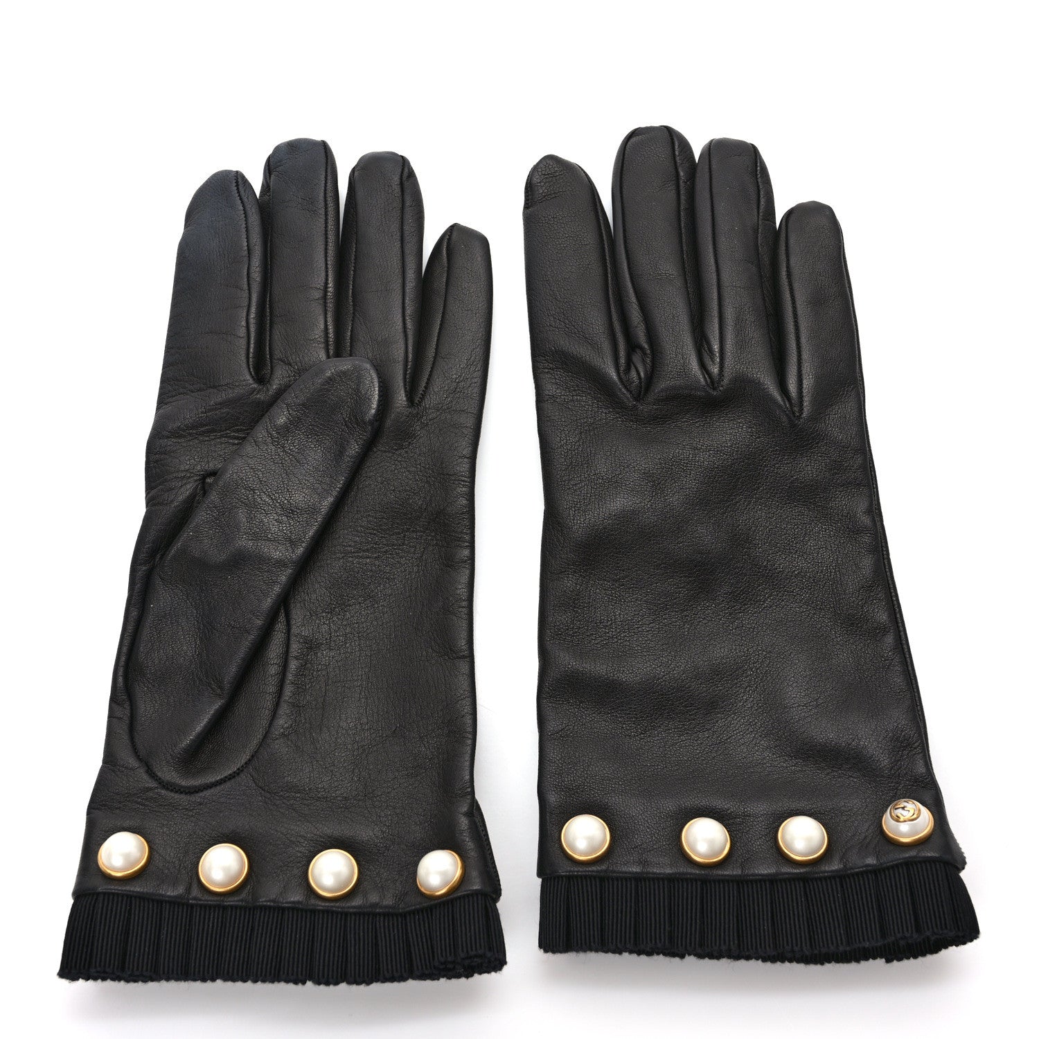 Gucci Nappa Pearl Gloves 8 Black 2 of 5