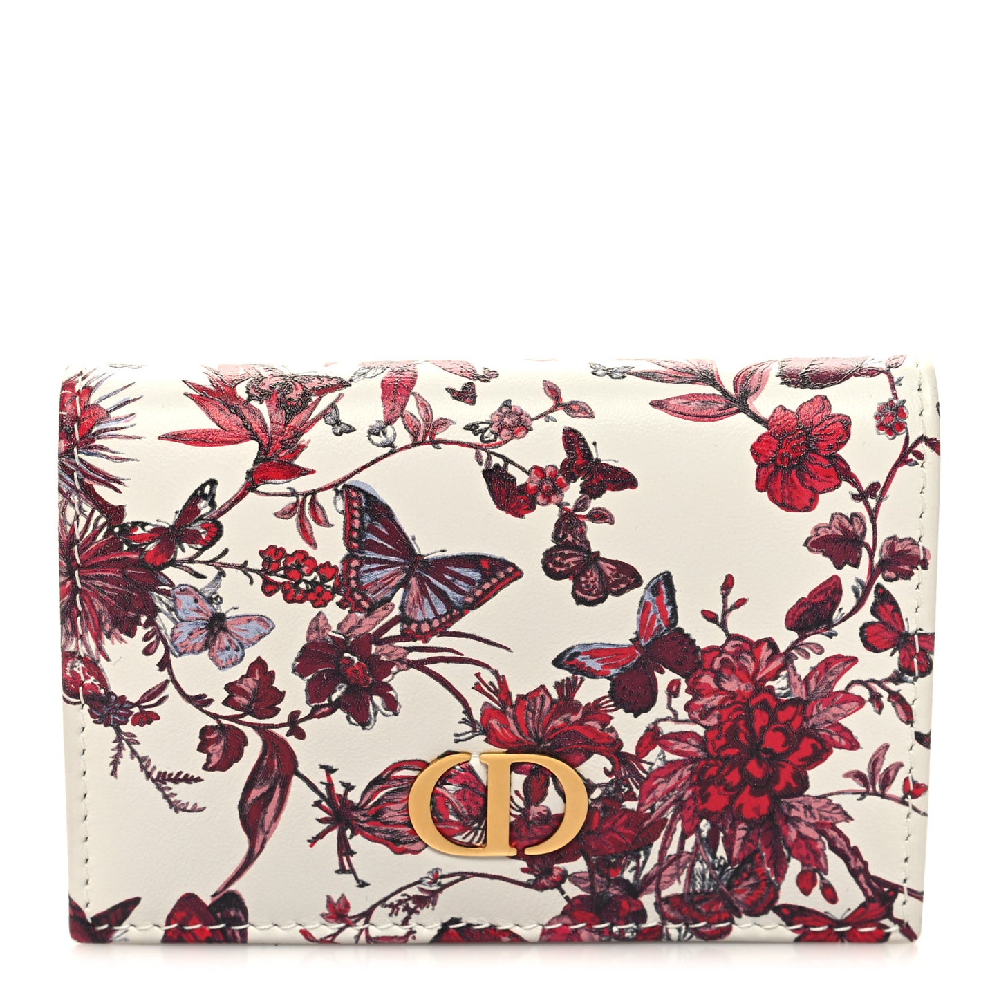 Calfskin Print Caro XS Wallet White Multicolor