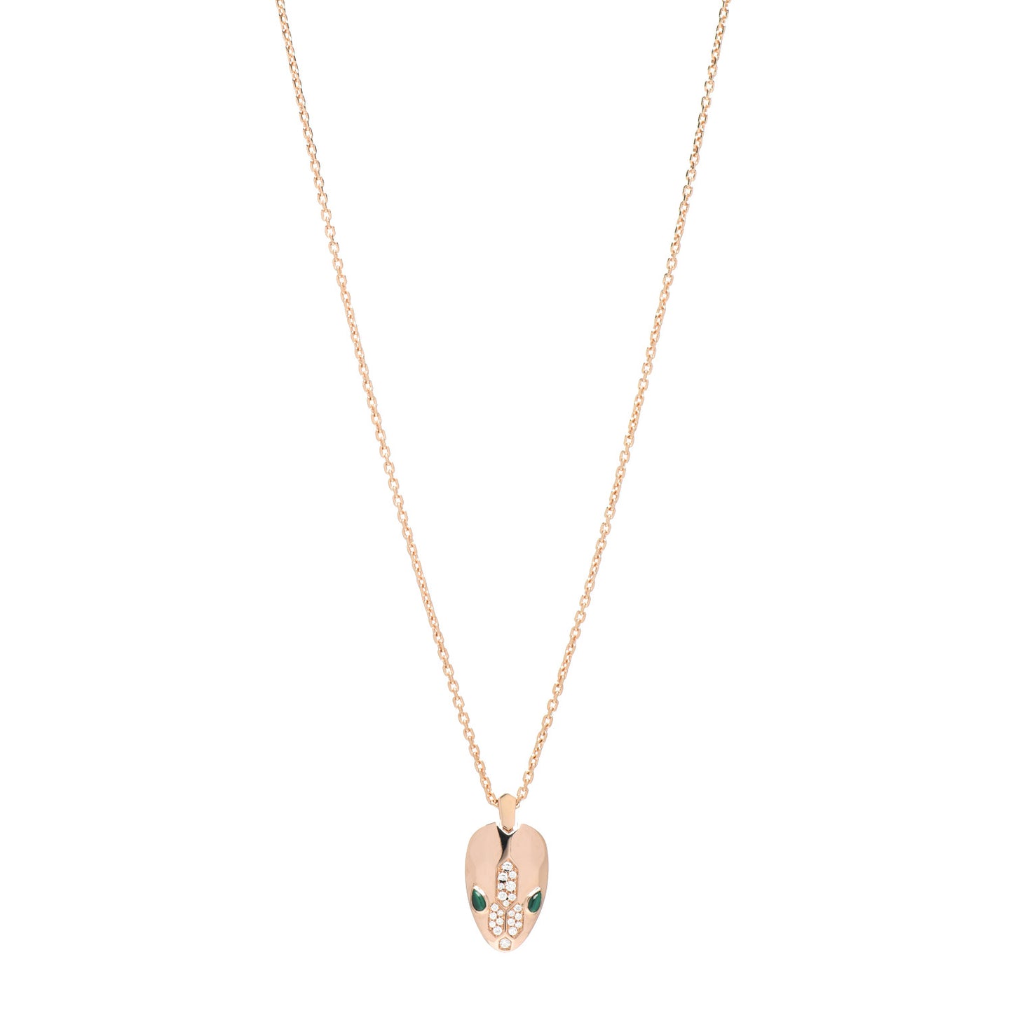 18K Rose Gold Diamond Malachite Serpenti Seduttori Pendant Necklace
