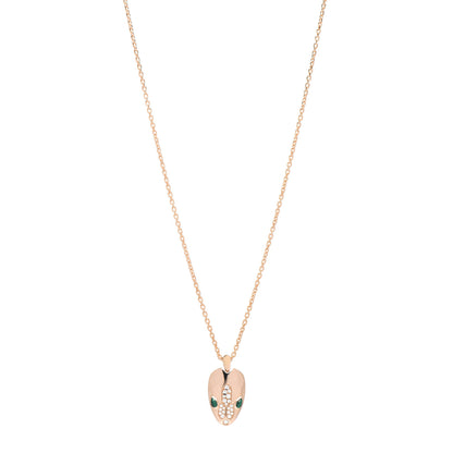 Bulgari 18K Rose Gold Diamond Malachite Serpenti Seduttori Pendant Necklace 1 of 4