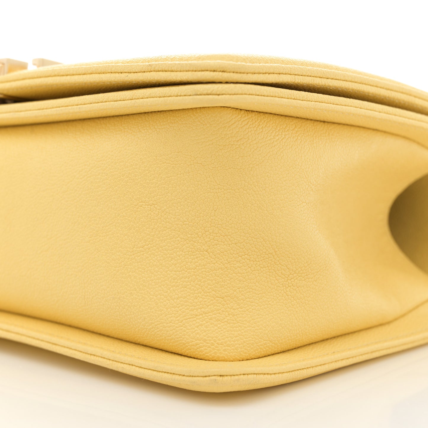 Caviar Chevron Quilted Medium Boy Flap Yellow