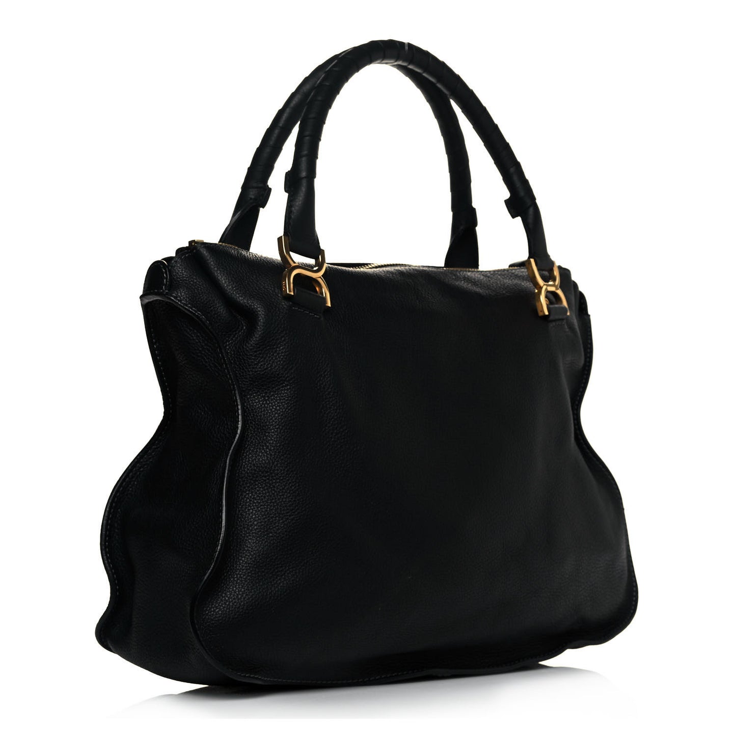 Calfskin Large Marcie Satchel Black