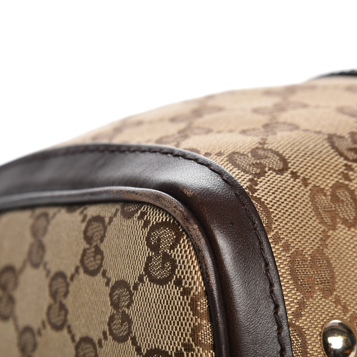 Gucci Monogram Vintage Web Medium Boston Dark Brown 14 of 15