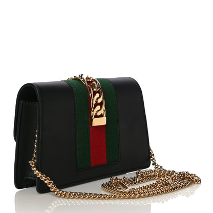 Gucci Calfskin Super Mini Sylvie Chain Shoulder Bag Black 3 of 14