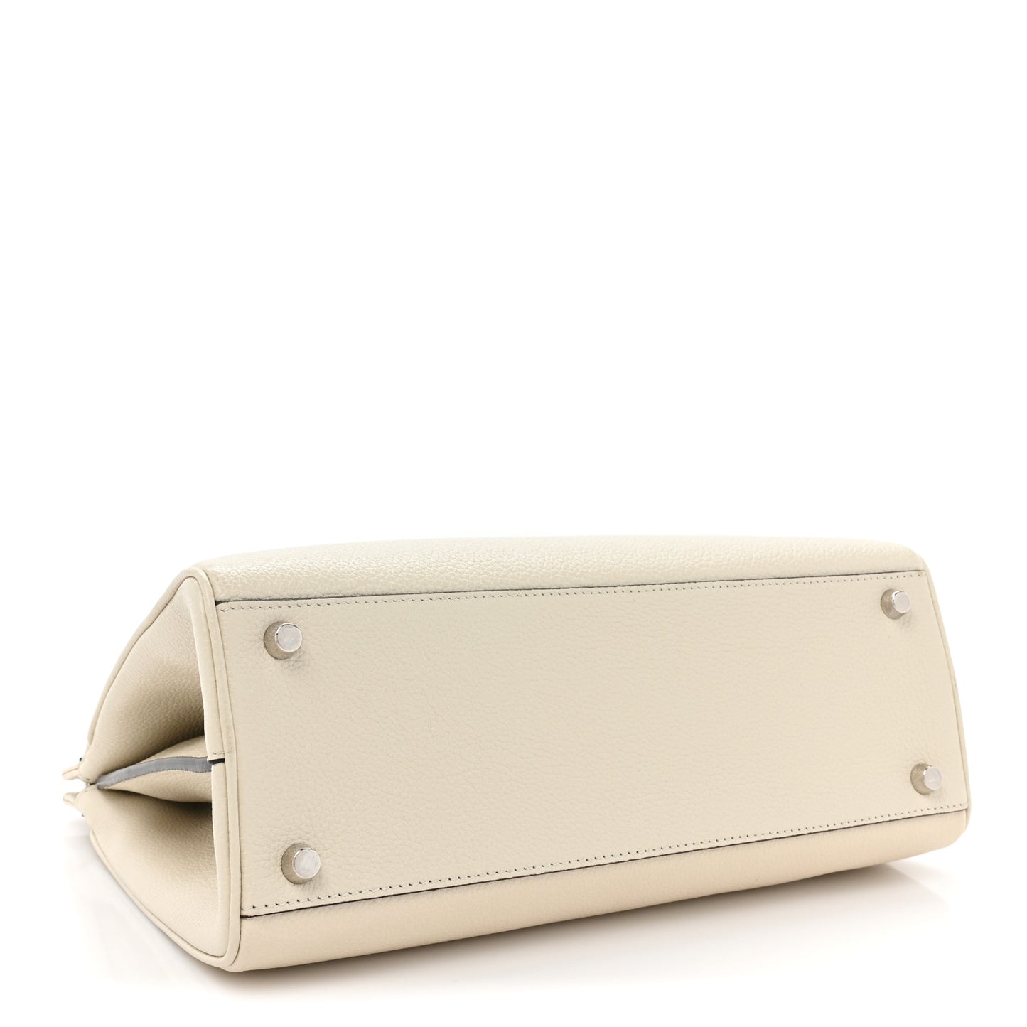 Grainy Calfskin Small Zumi Top Handle Bag Mystic White