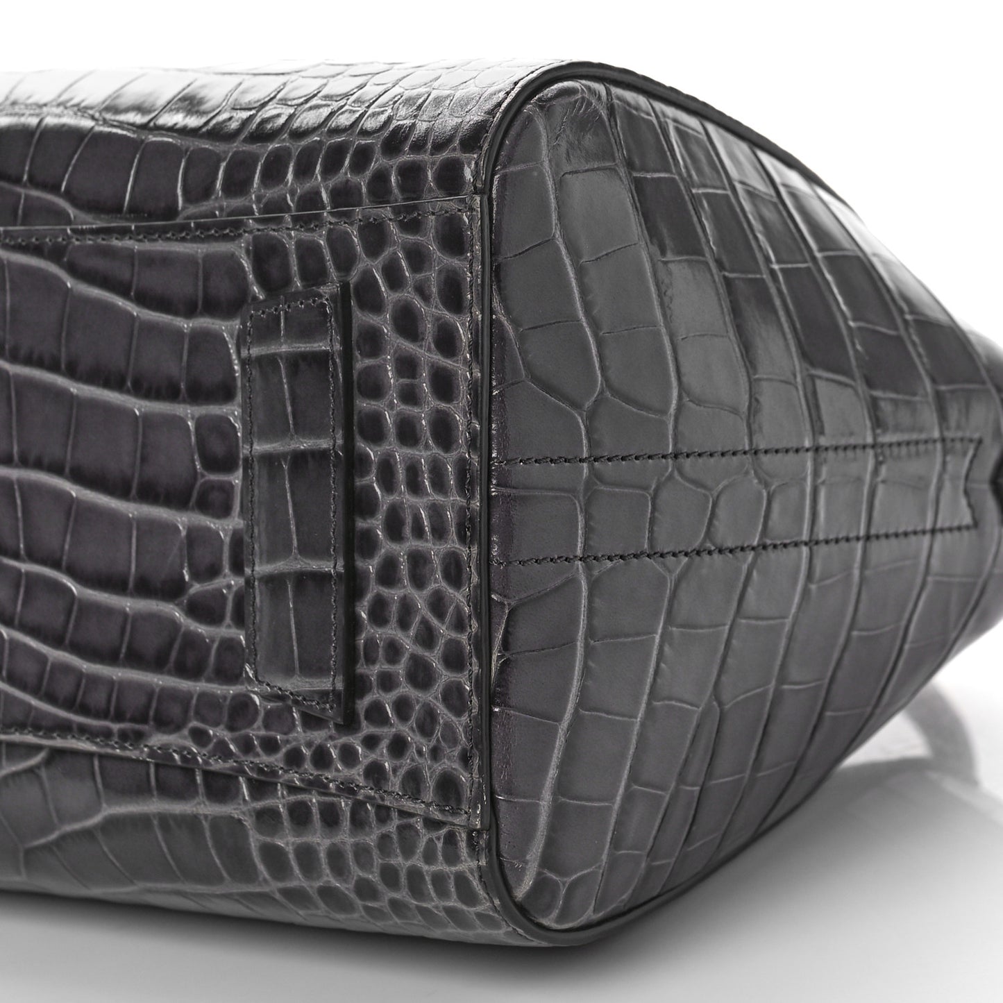 Calfskin Crocodile Embossed Small Antigona Storm Grey