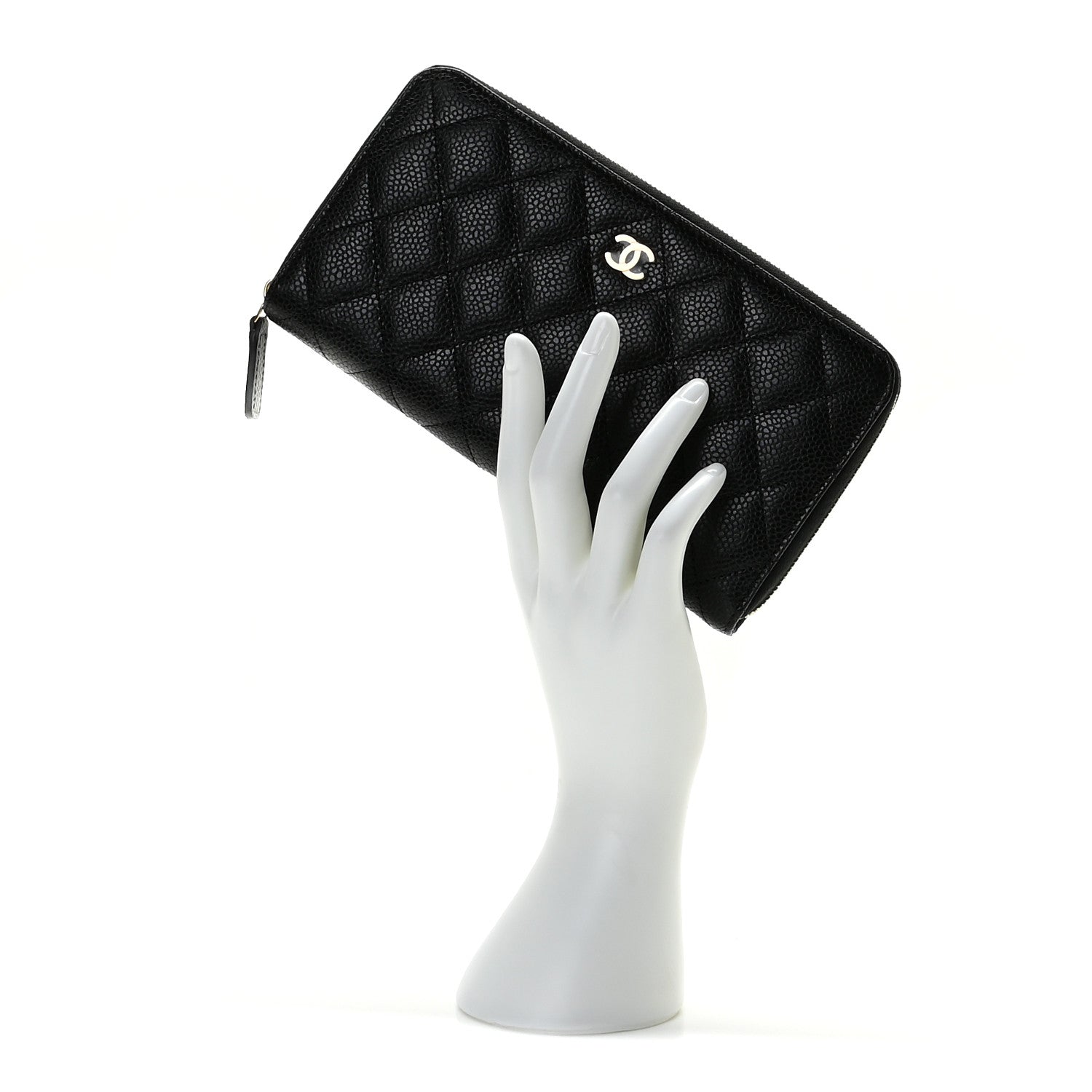 Chanel Caviar Quilted Large Gusset Zip Around Wallet Black 10 of 11