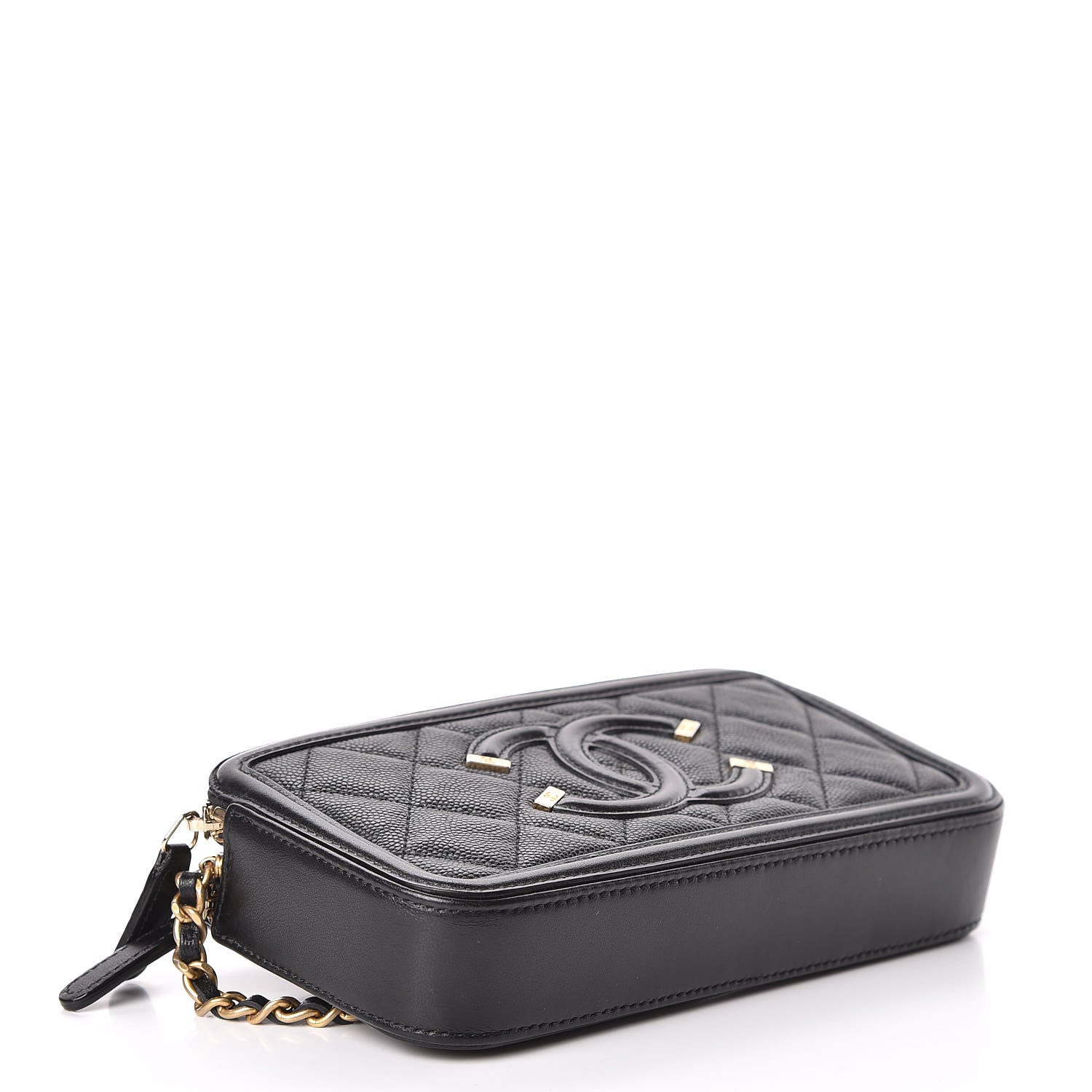 Chanel Caviar Quilted CC Filigree Clutch With Chain Black 4 of 14