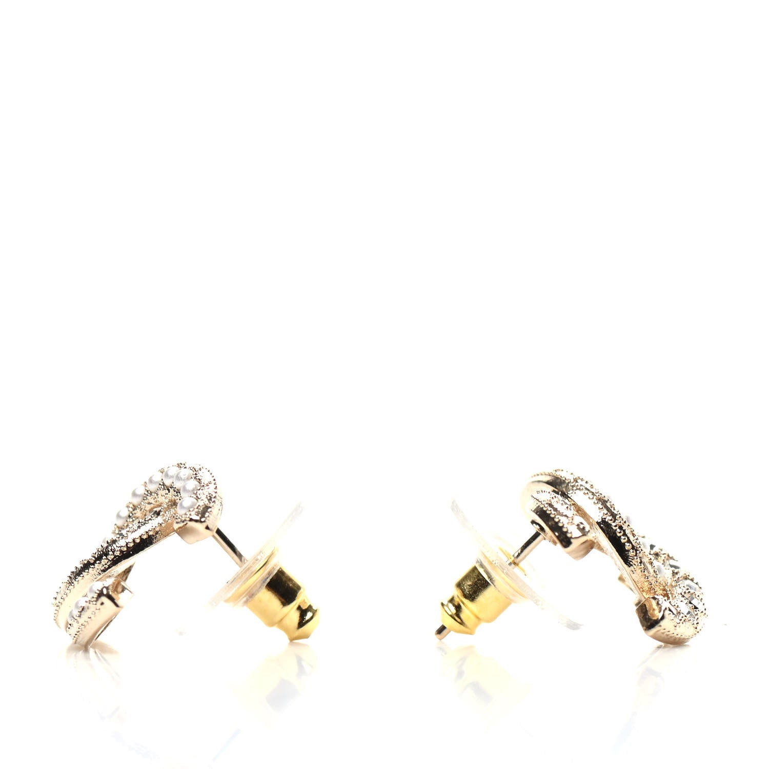 Chanel Pearl Crystal CC Earrings Gold 3 of 5