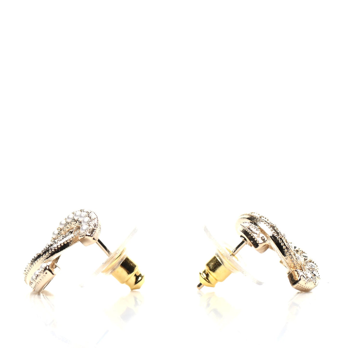 Pearl Crystal CC Earrings Gold