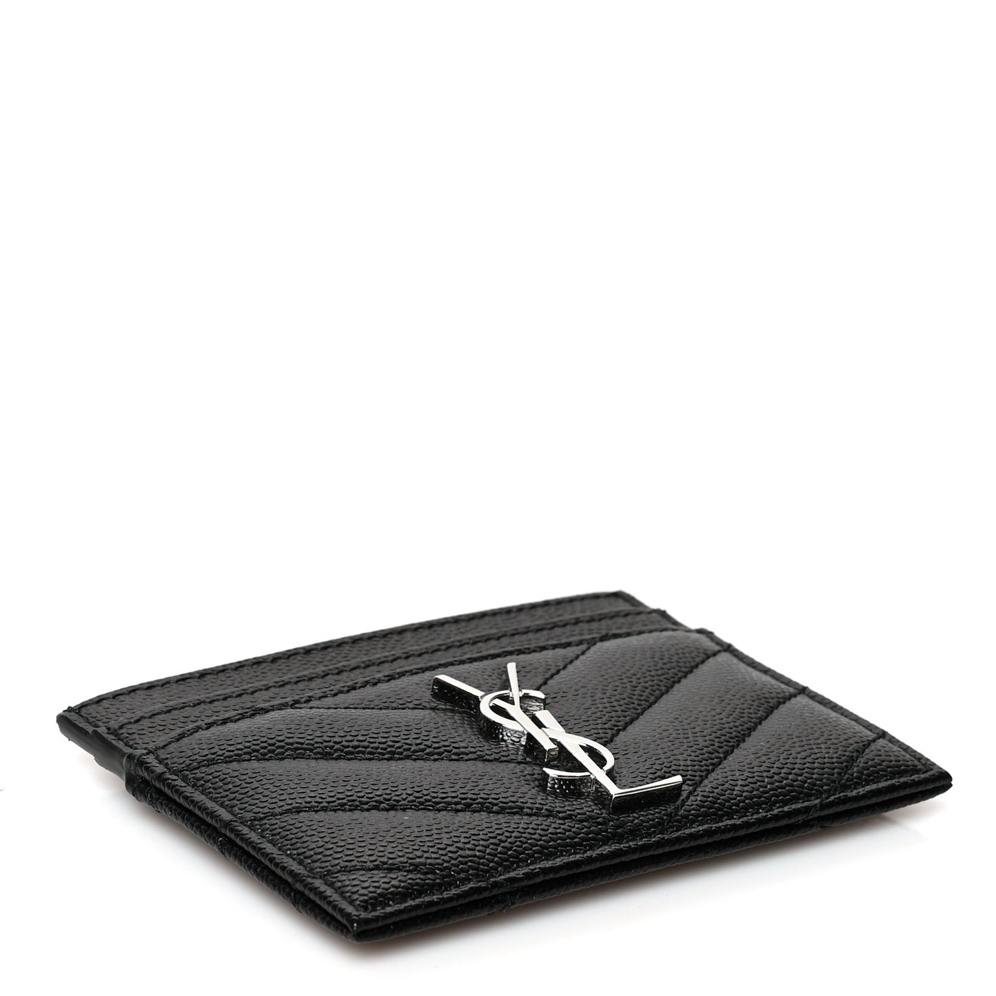 Grain De Poudre Matelasse Chevron Monogram Credit Card Case Black
