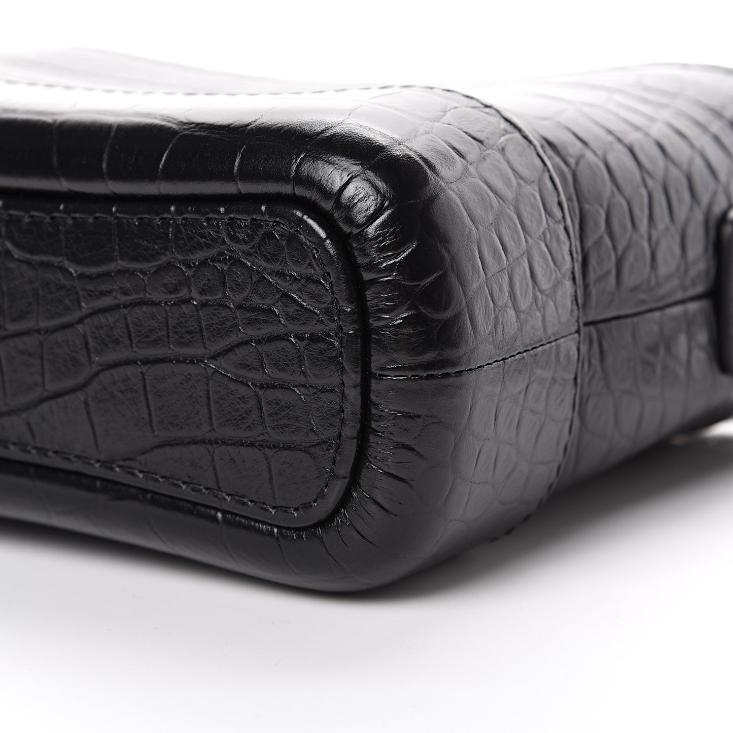Calfskin Crocodile Embossed Small Gabrielle Cocodile Hobo Black