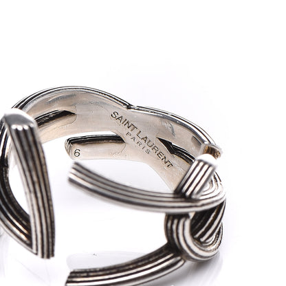 Saint Laurent Straited Brass Monogram Ring 6 Oxidized Silver 5 of 6
