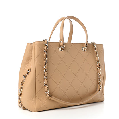 Chanel Bullskin Stitched Medium Shopping Bag Beige 3 of 10