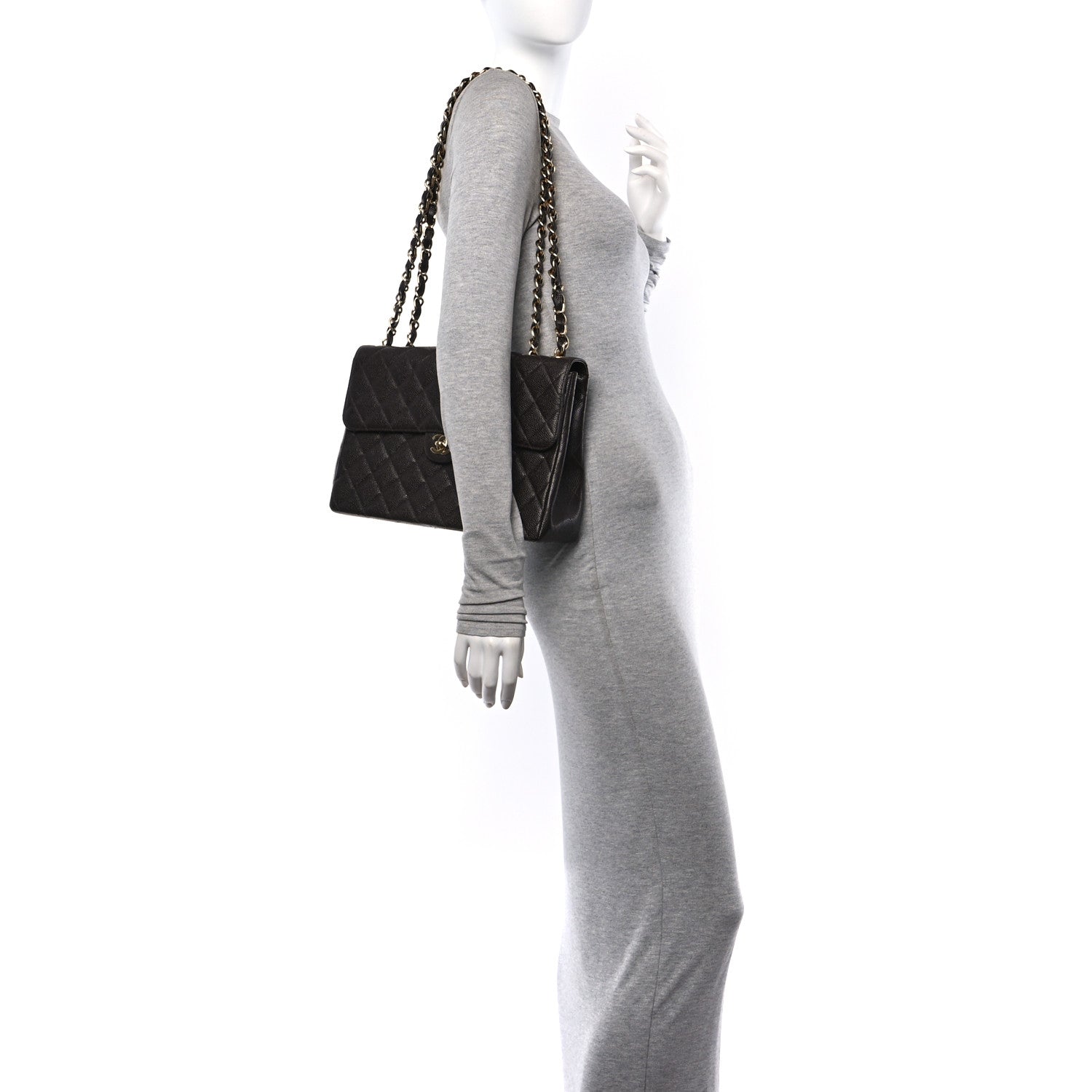 Chanel Caviar Quilted Jumbo Single Flap Brown 2 of 13