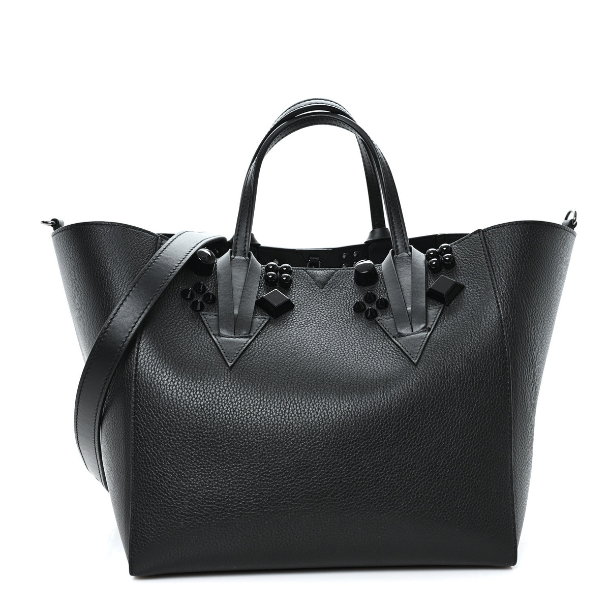 Christian Louboutin Calfskin Empire Spike Studded Small Cabachic Tote Black 1 of 10