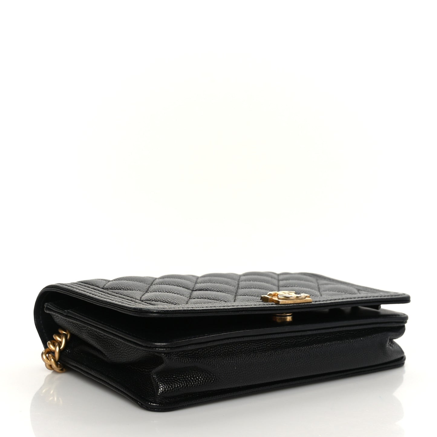 Caviar Quilted Boy Wallet On Chain WOC Black