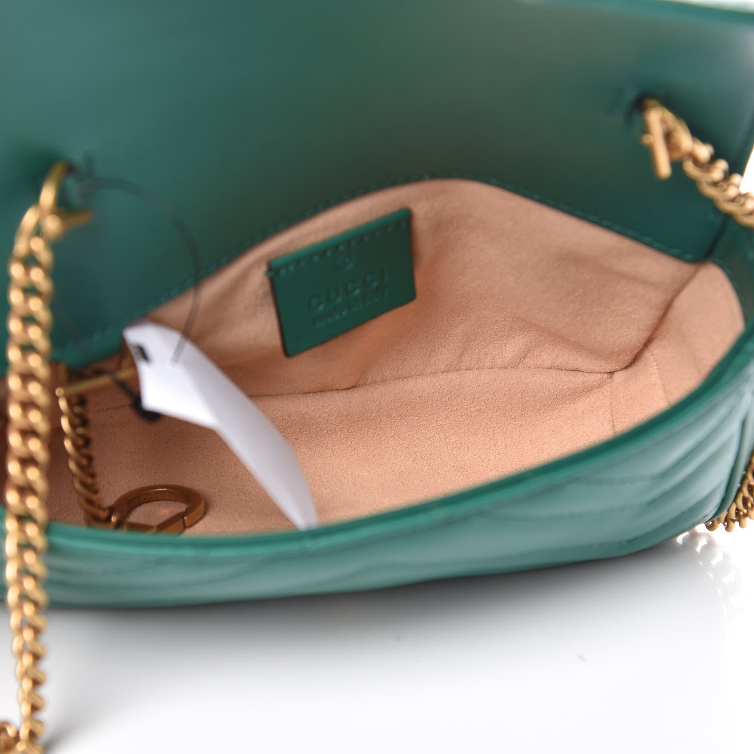 Gucci Calfskin Matelasse Super Mini GG Marmont Shoulder Bag Emerald Green 5 of 10