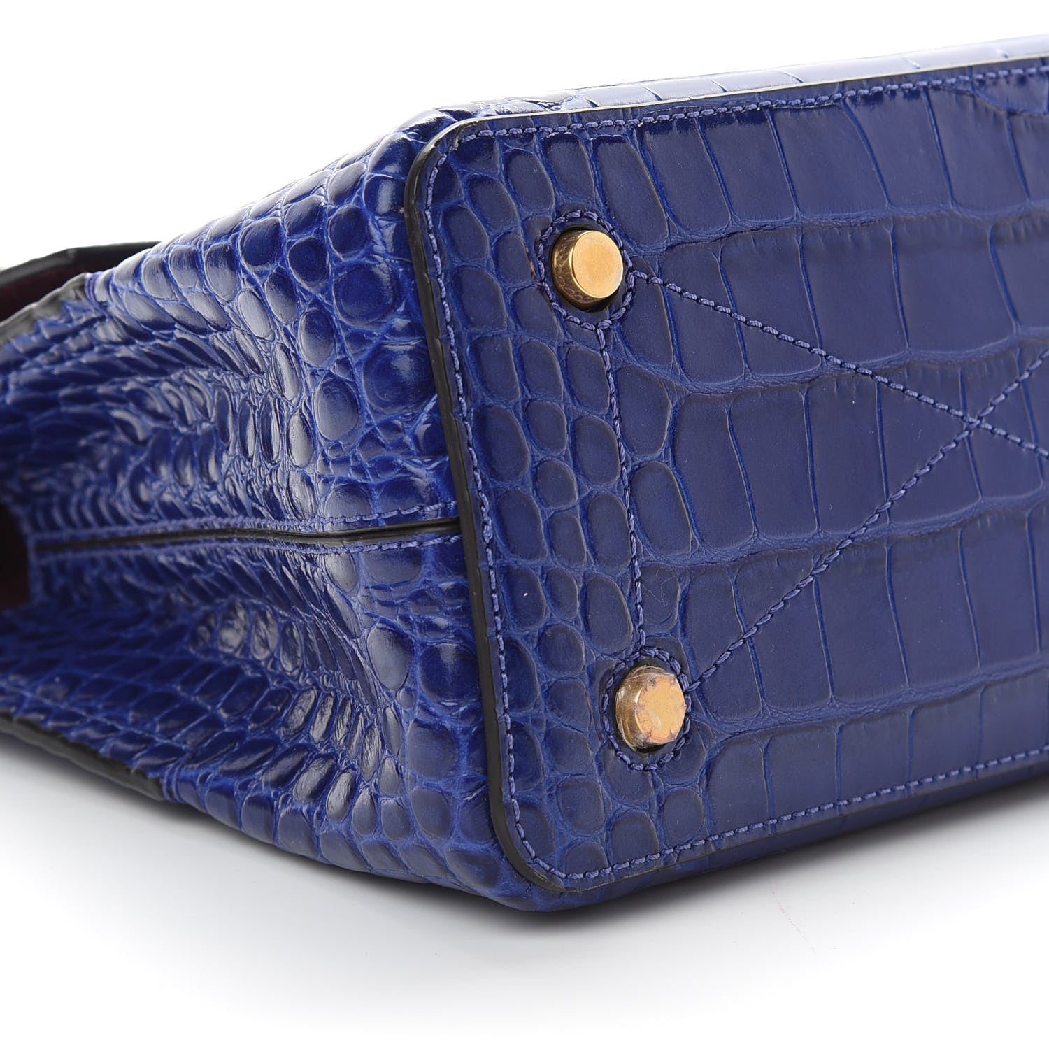 Mulberry Shiny Croc Calfskin Embossed Small Seaton Cobalt Blue 7 of 8