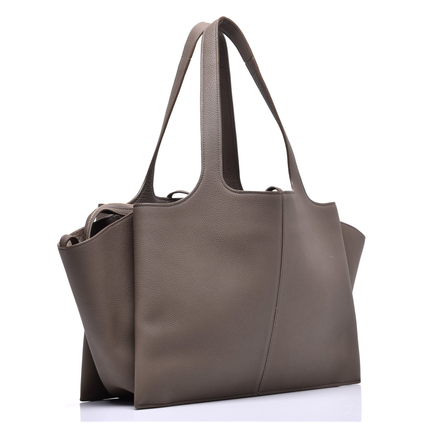 Celine Baby Grained Calfskin Medium Tri-Fold Bag Taupe 3 of 9
