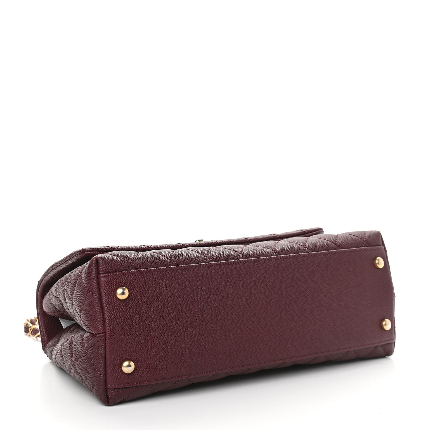 Caviar Lizard Embossed Quilted Small Coco Handle Flap Burgundy