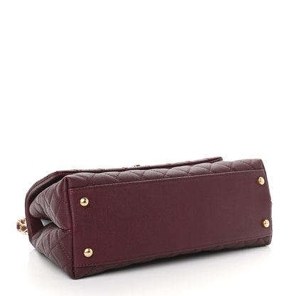 Chanel Caviar Lizard Embossed Quilted Small Coco Handle Flap Burgundy 4 of 9