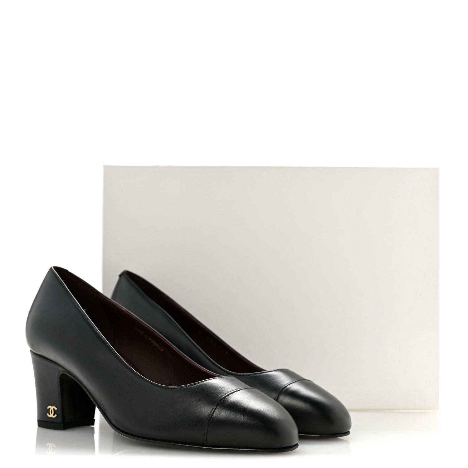 Chanel Lambskin Cap Toe CC Uniform Pumps 35 Black 11 of 11