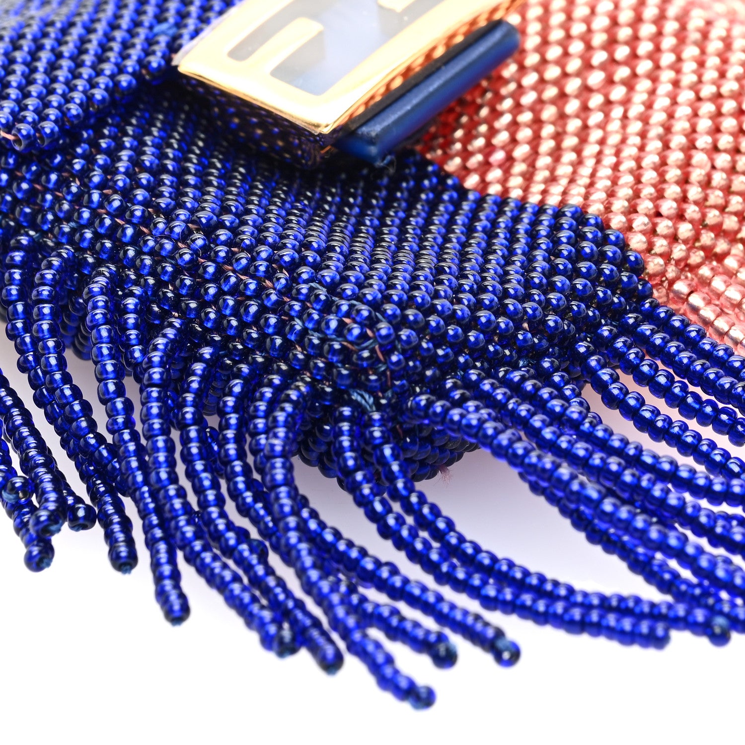 Fendi Glass Beaded Mini Pico Baguette Charm Blue Salmone 7 of 8