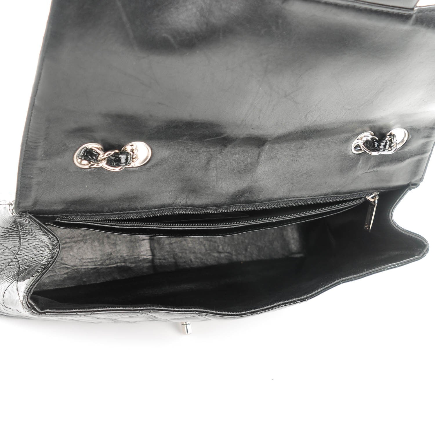 Chanel Distressed Patent Quilted Jumbo Single Flap Black 5 of 7