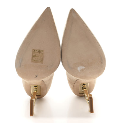 Saint Laurent Suede Calfskin Opyum 110 Pumps 35.5 Misia Gold 6 of 11