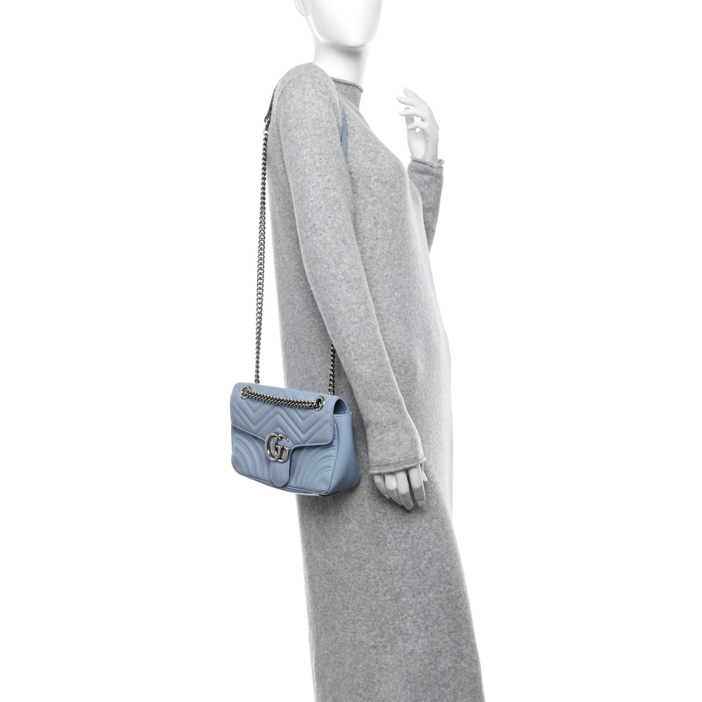 Calfskin Matelasse GG Marmont Shoulder Bag Porcelain Light Blue