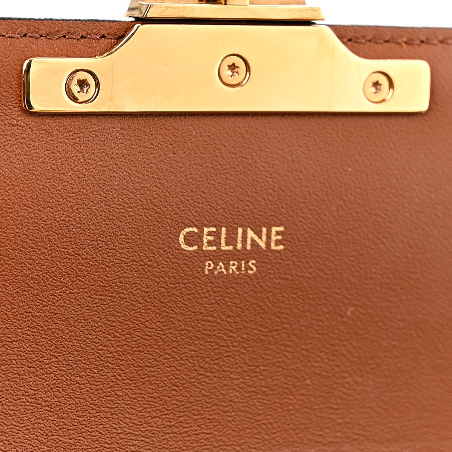 Celine Triomphe Canvas Calfskin Ava Shoulder Bag Tan 6 of 11
