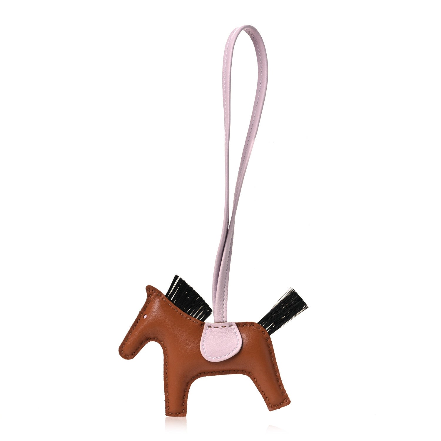 Hermes Milo Lambskin Horse Hair Grigri Rodeo Horse Bag Charm PM Gold Mauve Pale Black 1 of 4