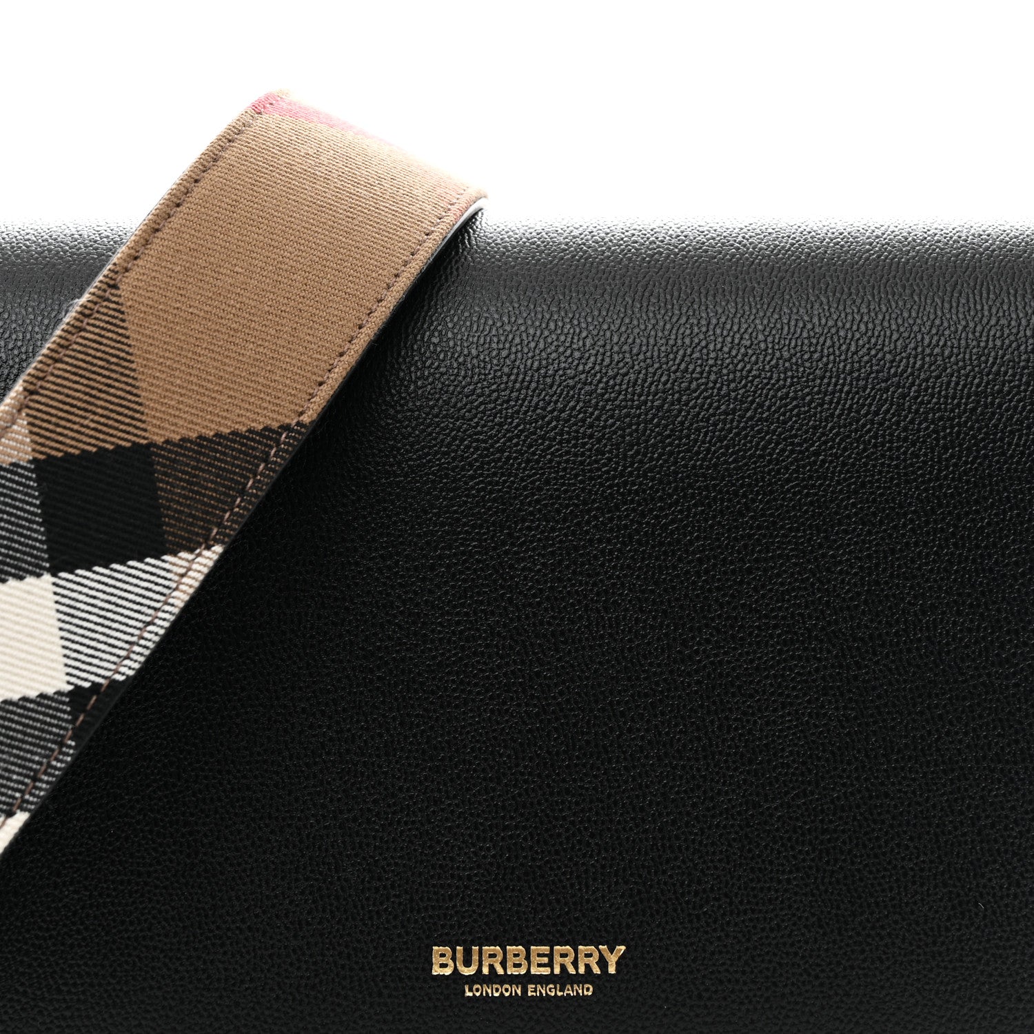 Burberry Derby Calfskin House Check Mackford Crossbody Bag Black 8 of 10