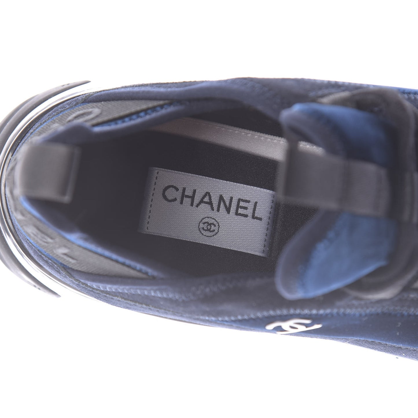 Suede Calfskin Velvet Grosgrain CC Sneakers 41 Navy Blue Black