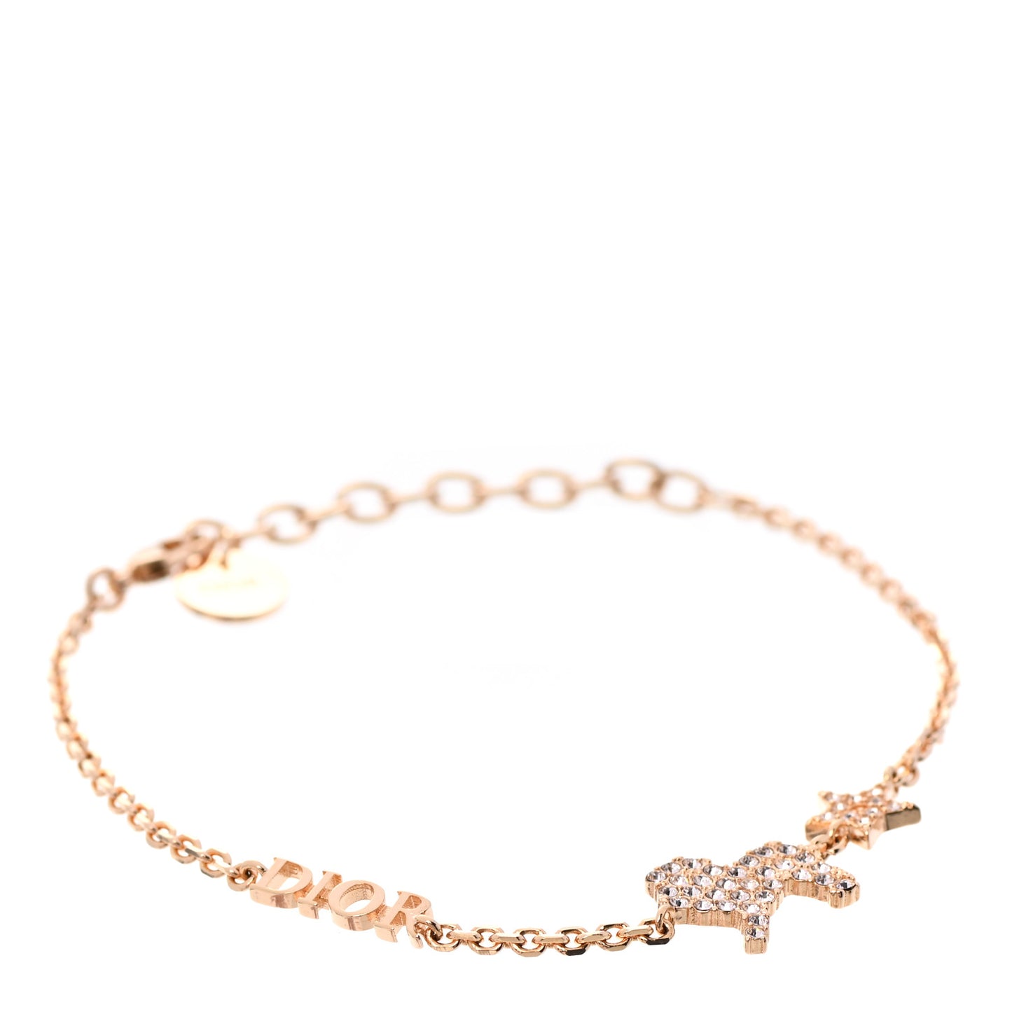 Crystal Diorable Lion Logo Bracelet Rose Gold