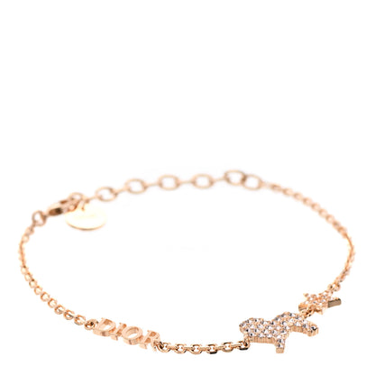 Christian Dior Crystal Diorable Lion Logo Bracelet Rose Gold 1 of 5